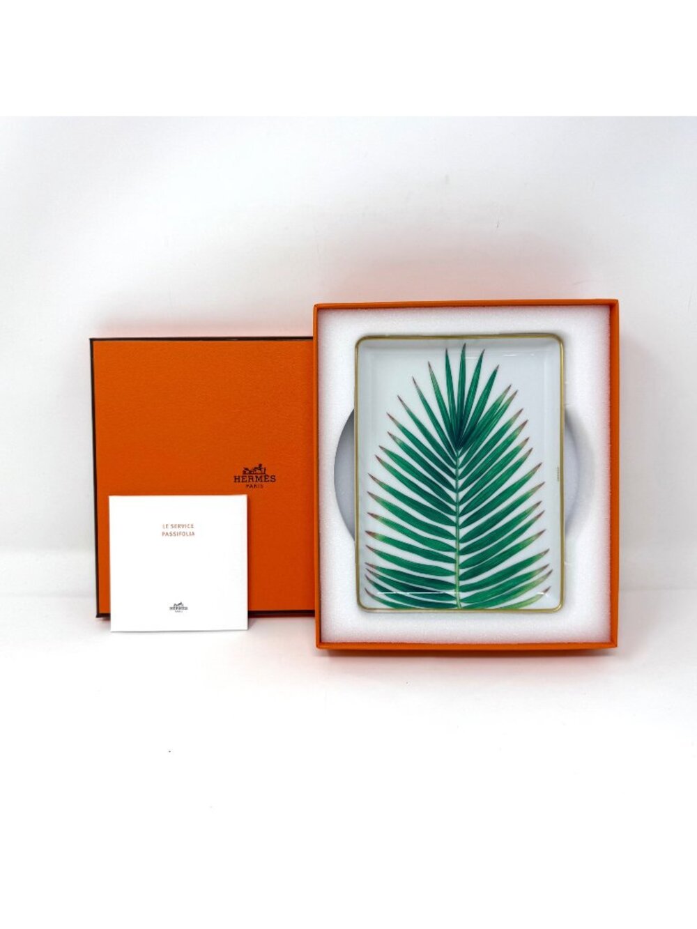 Hermes Small Porcelain Passifolia Palm Leaf Tray N2 Plate